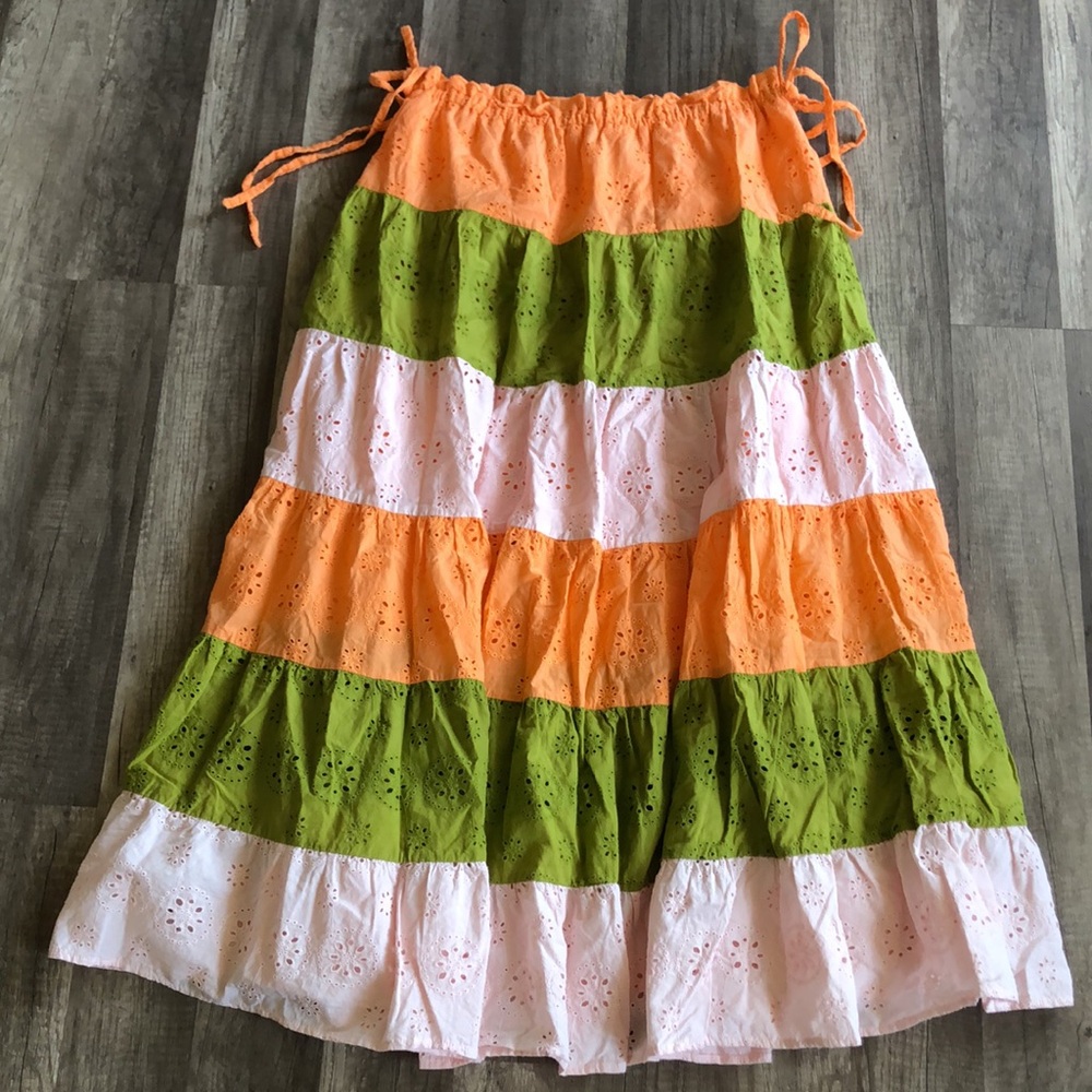 Anthropologie x Hutch Fantine Maxi Skirt Eyelet In Orange S - Picture 2 of 10